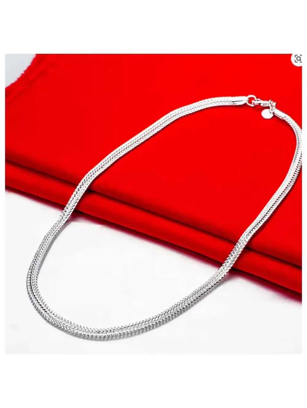 Woven snake chain Necklace - Silver - 5mm / 20